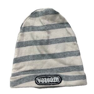 Volcom Baby Beige Grey Striped Beanie Hat Size 12 Months